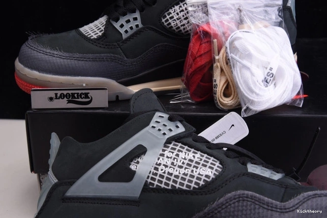 Kick Theory x Off Jordan Retro CV9388-001 White Air 4 Bred 0723
